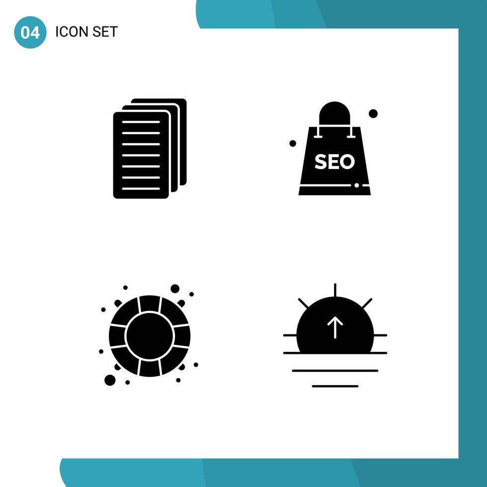 4 icônes créatives signes et symboles modernes du salut des affaires complexe seo package nature éléments de conception vectoriels modifiables vecteur