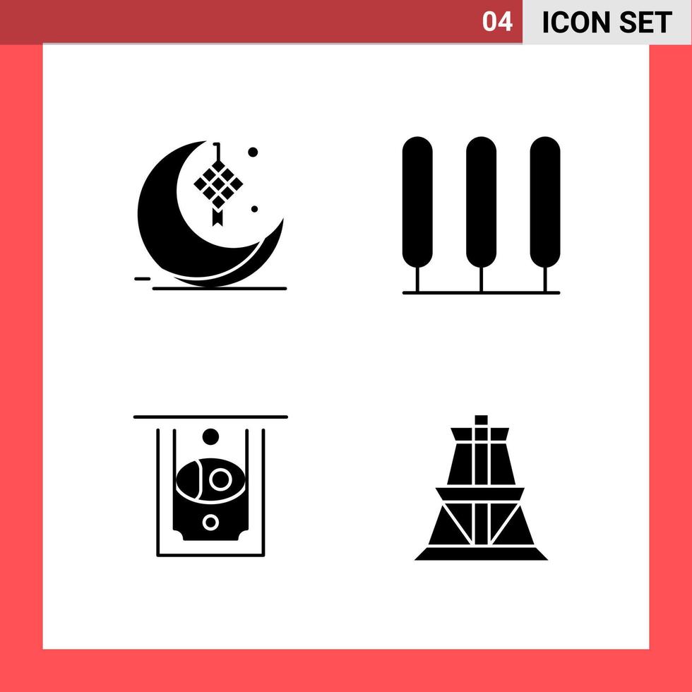 pack de 4 symboles de glyphe de style solide sur fond blanc signes simples pour la conception générale vecteur