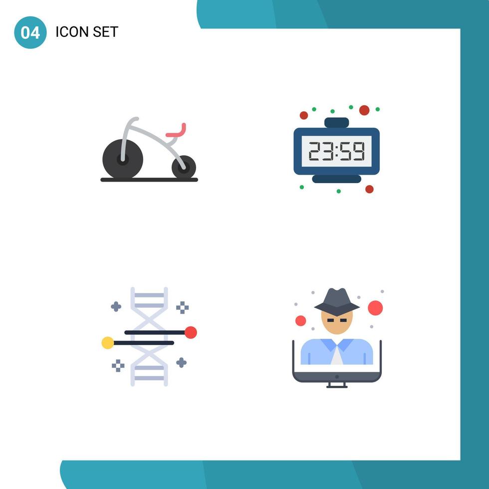 ensemble de 4 symboles d'icônes d'interface utilisateur modernes signes pour bébé adn horloge temps modification génétique éléments de conception vectoriels modifiables vecteur