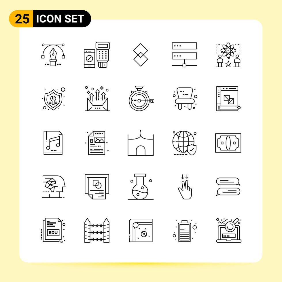 25 icônes créatives pour la conception de sites Web modernes et des applications mobiles réactives 25 signes de symboles de contour sur fond blanc pack de 25 icônes vecteur