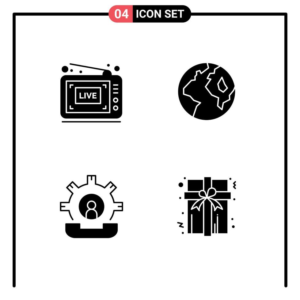 4 icônes créatives signes et symboles modernes d'aide à la diffusion vidéo dans le monde entier processus éléments de conception vectoriels modifiables vecteur