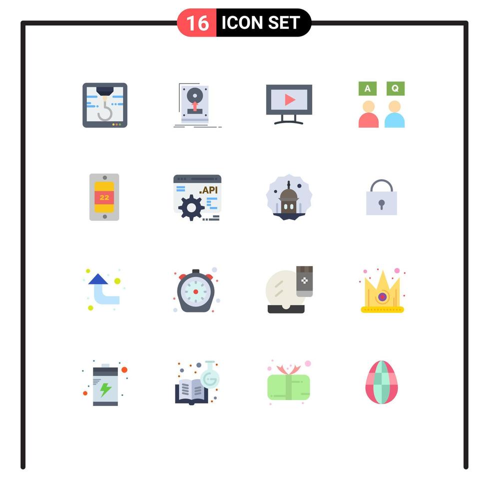 concept de 16 couleurs plates pour sites Web mobiles et applications écran solaire api pack modifiable en ligne mobile d'éléments de conception de vecteur créatif