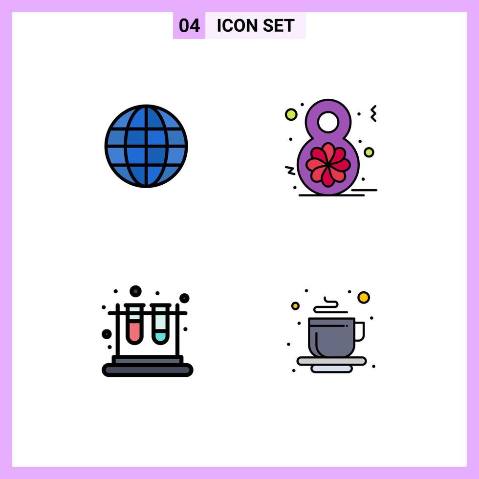 symboles d'icônes universelles groupe de 4 couleurs plates modernes de laboratoire mondial ineternet journée des femmes éducation éléments de conception vectoriels modifiables vecteur