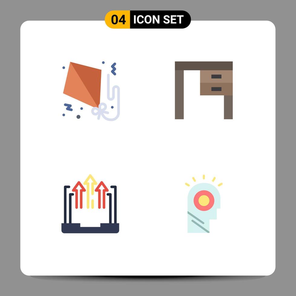 ensemble de 4 icônes plates vectorielles sur la grille pour la croissance des meubles en papier cerf-volant éléments de conception vectoriels modifiables vecteur