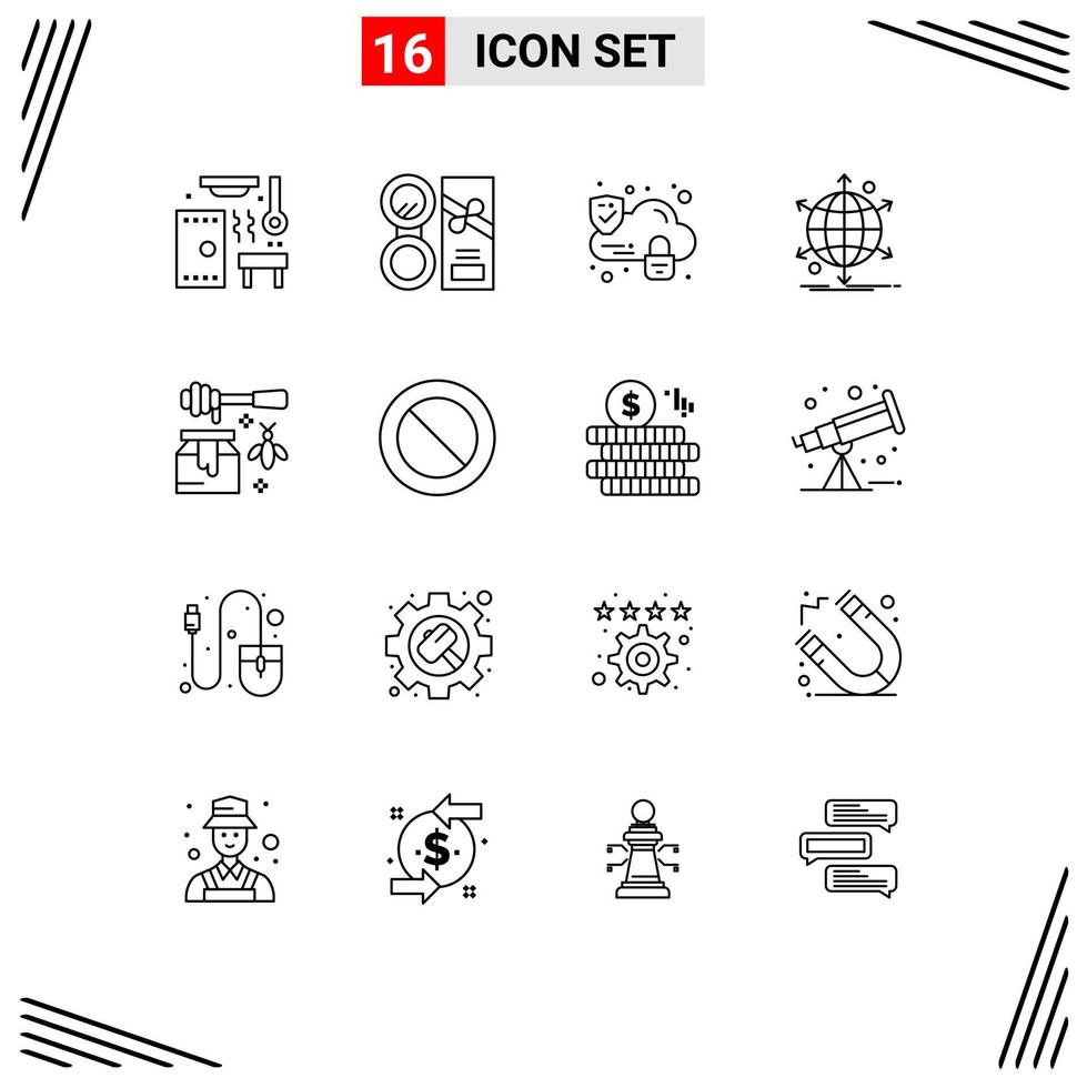 16 contours vectoriels thématiques et symboles modifiables d'éléments de conception vectoriels modifiables pour le réseau d'abeilles vecteur