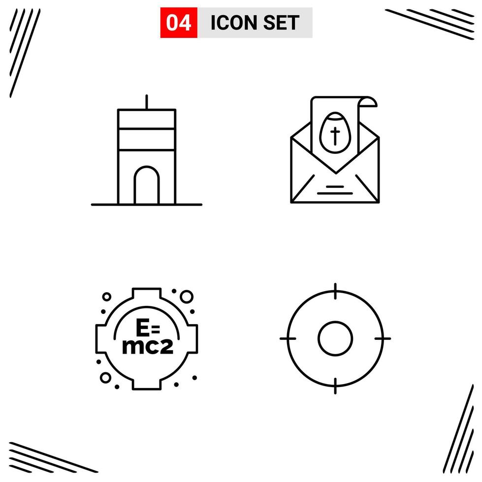 4 icônes ligne style grille basée sur des symboles de contour créatifs pour la conception de sites Web signes d'icône de ligne simple isolés sur fond blanc 4 jeu d'icônes vecteur