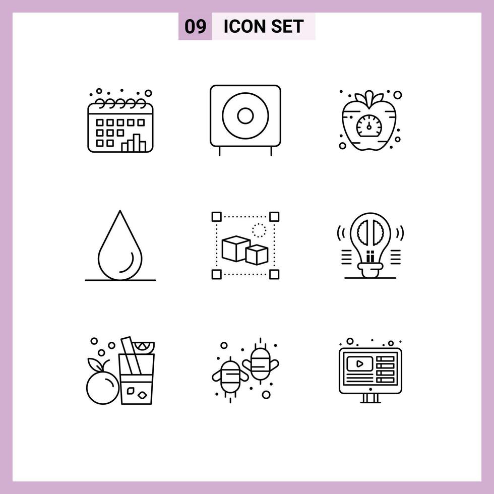 9 contours vectoriels thématiques et symboles modifiables d'éléments de conception vectoriels modifiables de légumes de subwoofer d'eau de fichier vecteur
