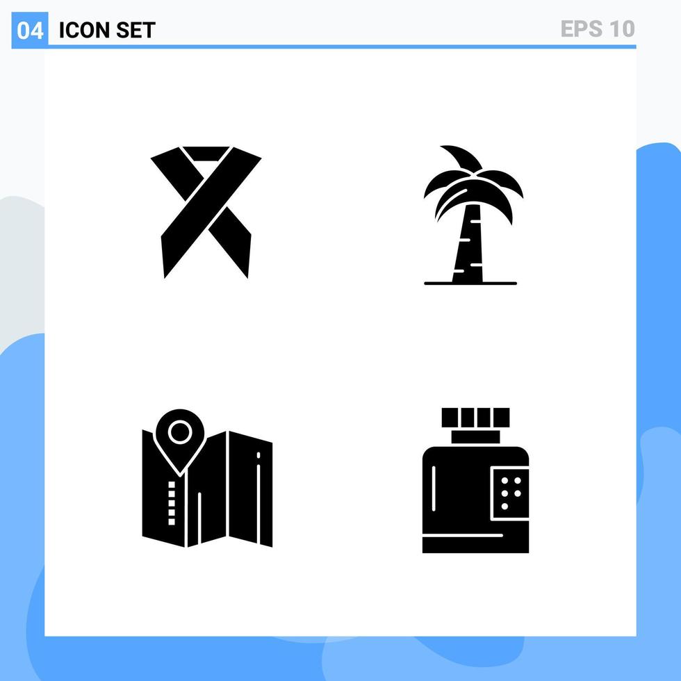 4 symboles de glyphe d'icônes de style solide modernes pour un usage général signe d'icône solide créatif isolé sur fond blanc pack de 4 icônes vecteur