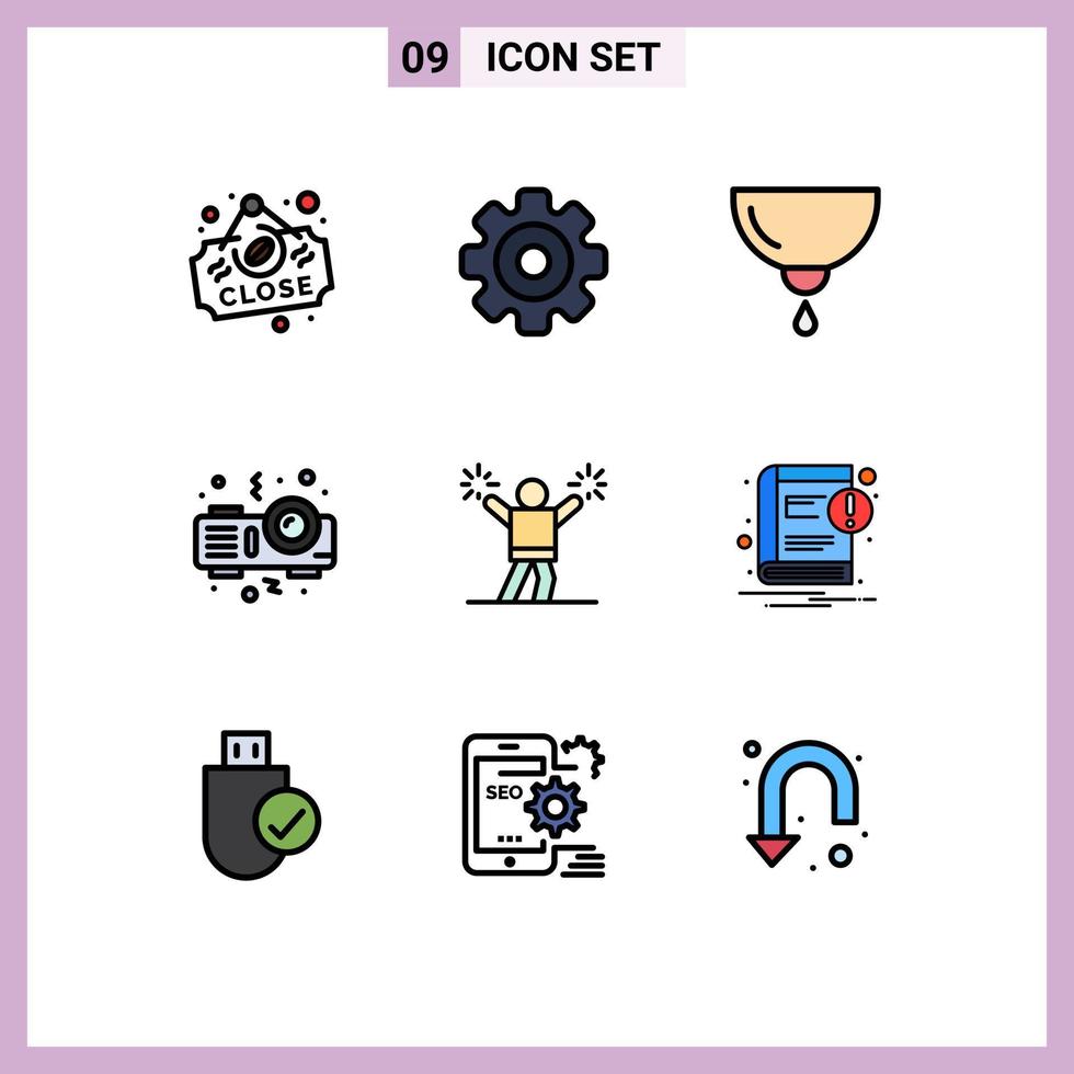 ensemble de 9 symboles d'icônes d'interface utilisateur modernes signes pour cheerleading fête bébé nuit mère éléments de conception vectoriels modifiables vecteur