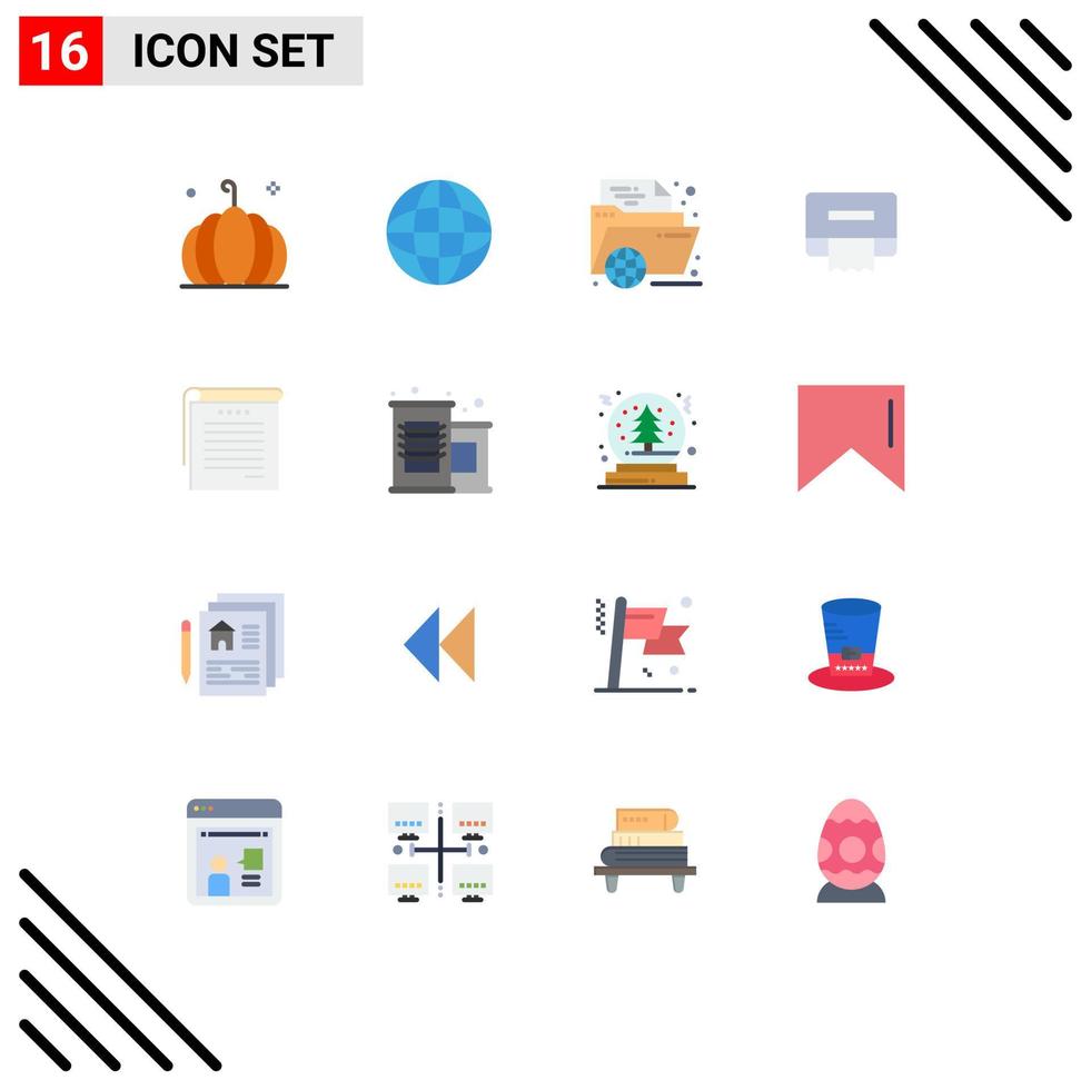 pack de lignes vectorielles modifiables de 16 couleurs plates simples de papier étudiant e nettoyage apprentissage pack modifiable d'éléments de conception de vecteur créatif