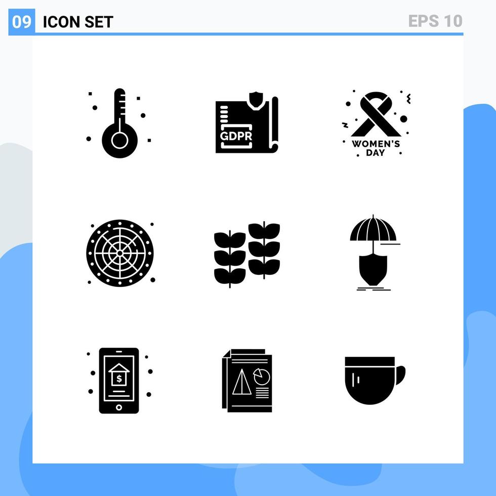 9 icônes de style solide modernes symboles de glyphe pour un usage général signe d'icône solide créatif isolé sur fond blanc pack de 9 icônes vecteur