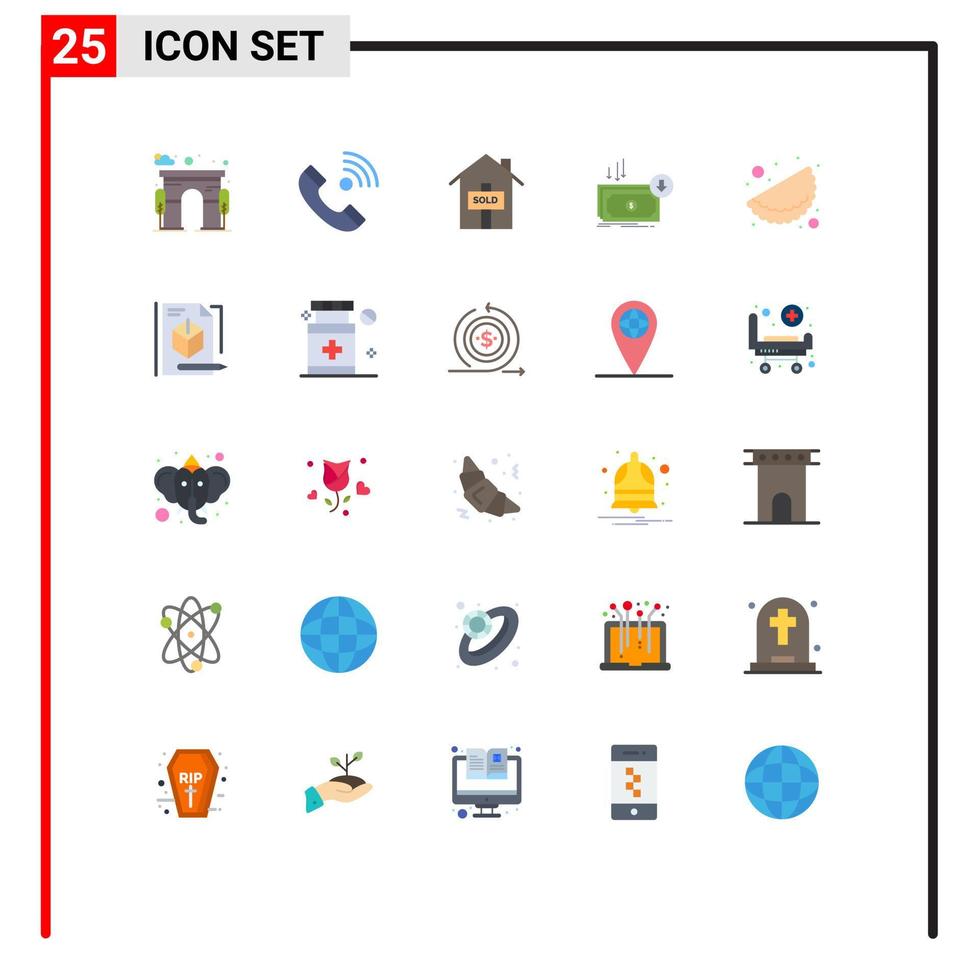 interface mobile couleur plate ensemble de 25 pictogrammes de dépenses d'argent coupe sortante éléments de conception vectoriels modifiables vecteur