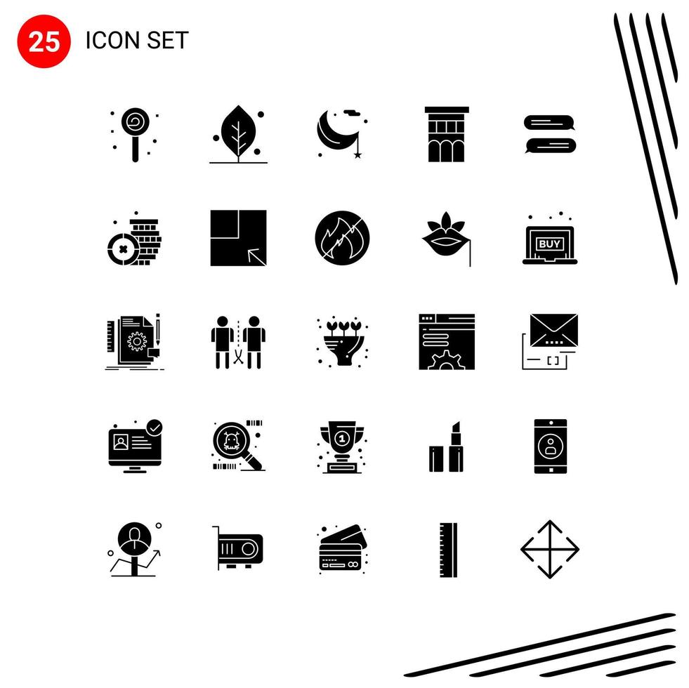 pack de 25 signes et symboles de glyphes solides modernes pour les supports d'impression Web tels que la maison de résidence moon estate ramadan éléments de conception vectoriels modifiables vecteur