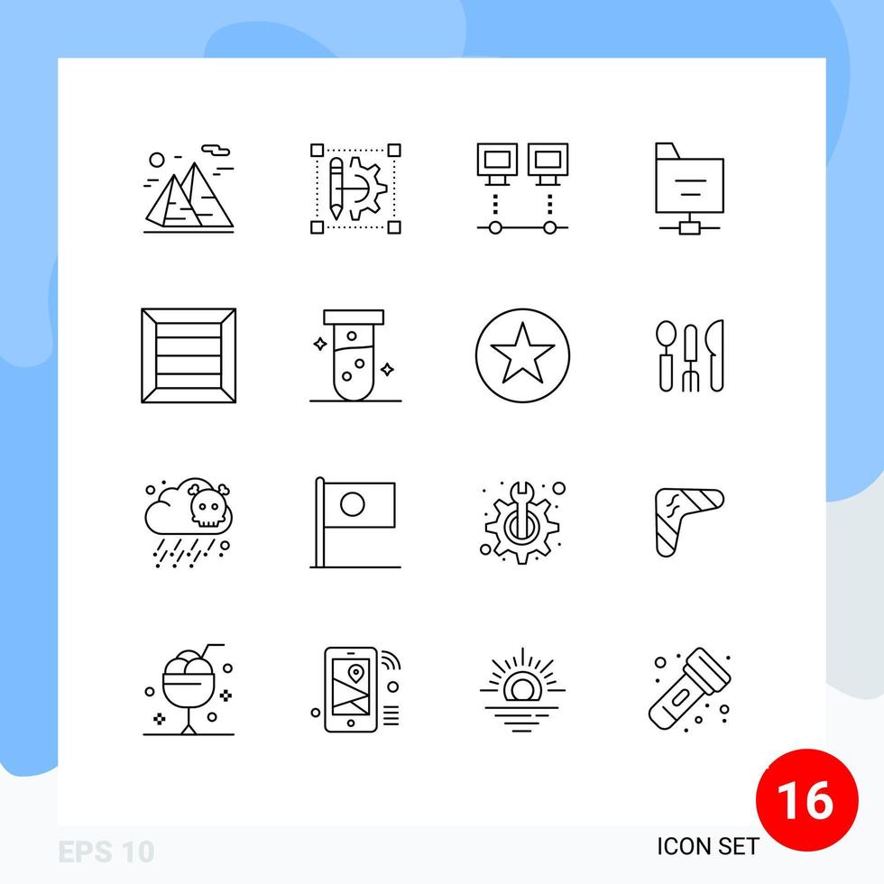 ensemble de 16 packs de contours commerciaux pour les fichiers serveur imprimante pc périphériques éléments de conception vectoriels modifiables vecteur