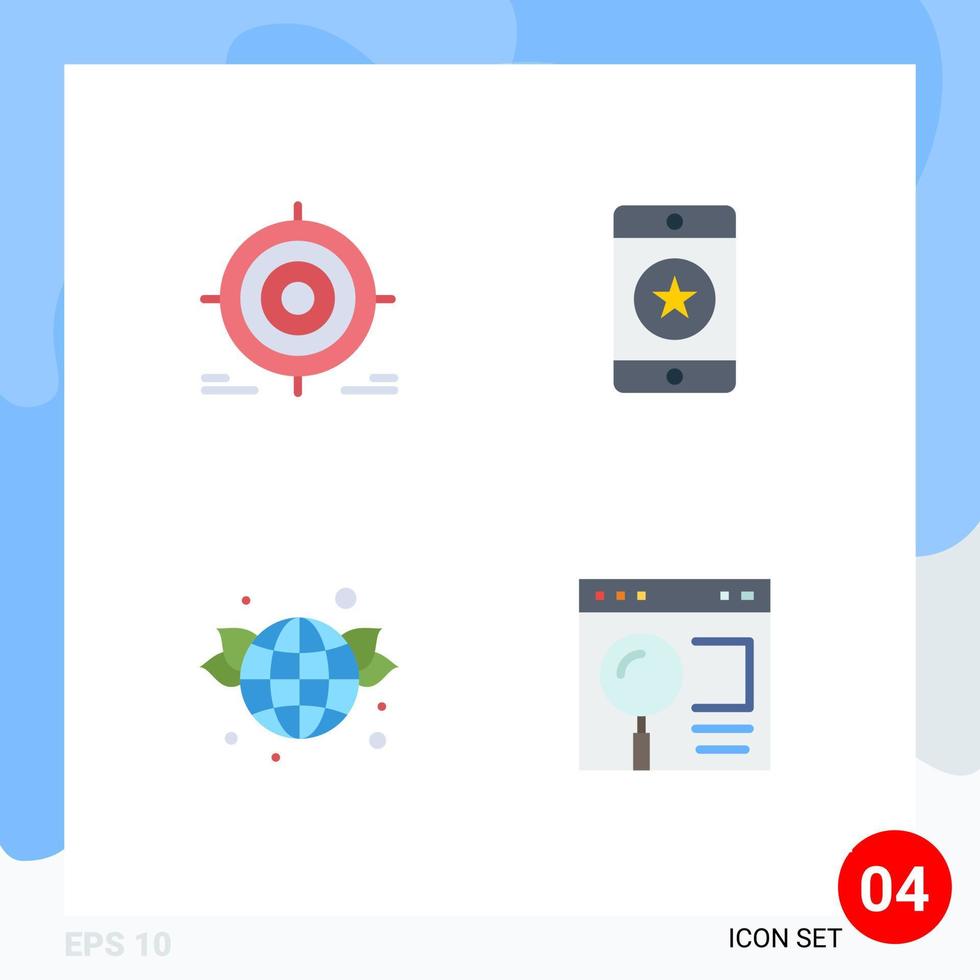 ensemble moderne de 4 icônes et symboles plats tels que les appareils d'objectif de téléphone cible globe éléments de conception vectoriels modifiables vecteur