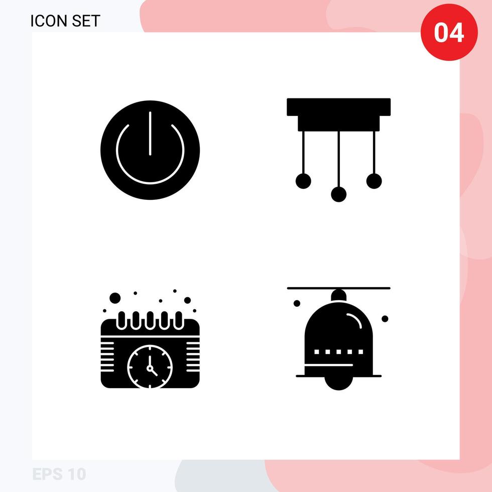 ensemble moderne de 4 pictogrammes de glyphes solides de bouton calendrier gadgets décorations calendrier éléments de conception vectoriels modifiables vecteur