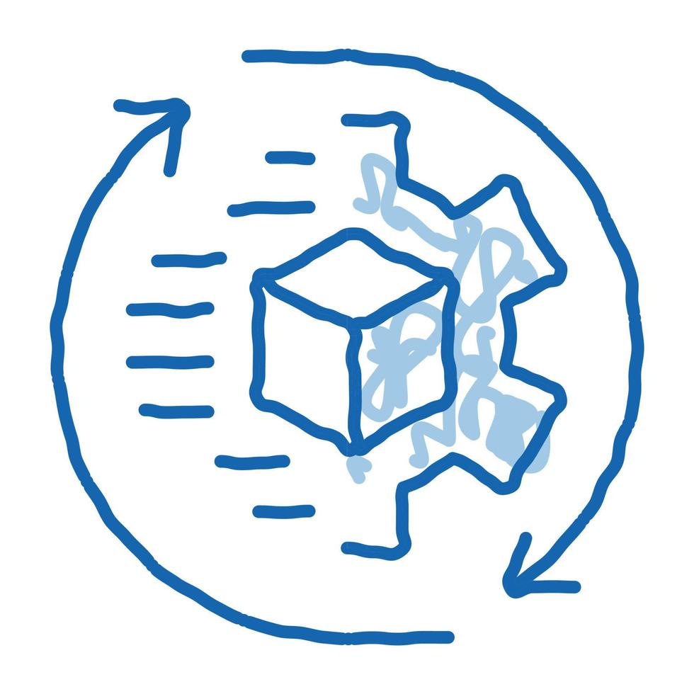 aspect technique de l'envoi d'une icône de doodle illustration dessinée à la main vecteur