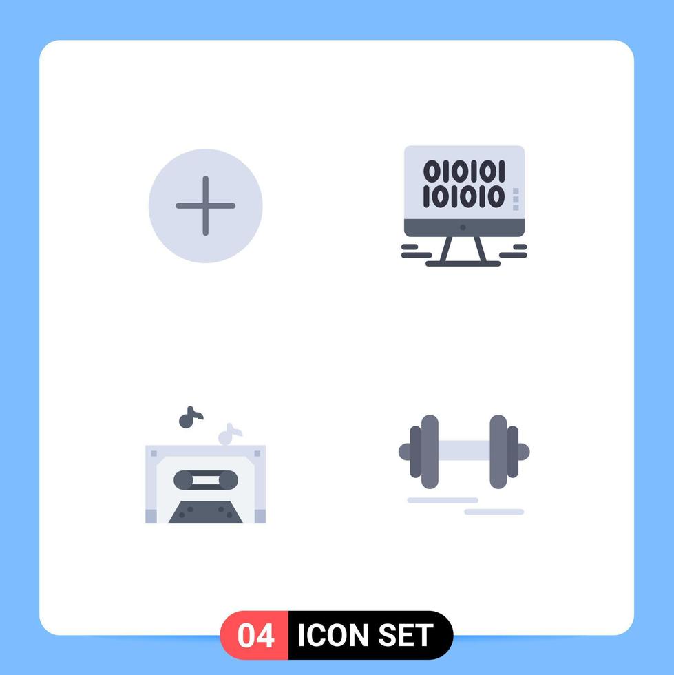 groupe de 4 icônes plates signes et symboles pour twitter tape data web fitness éléments de conception vectoriels modifiables vecteur