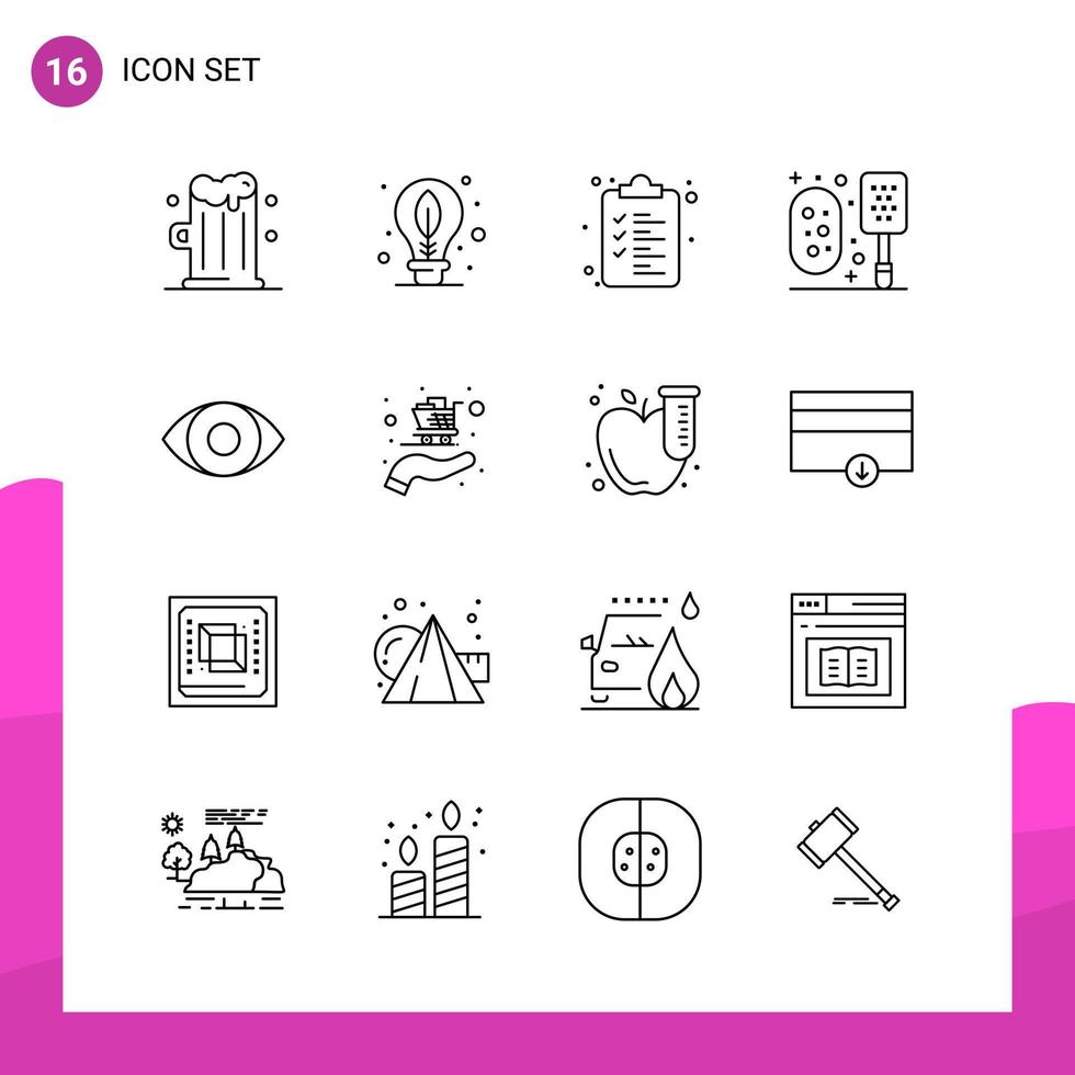 ensemble d'icônes de contour pack de 16 icônes de ligne isolées sur fond blanc pour la conception de sites Web réactifs d'impression et d'applications mobiles vecteur