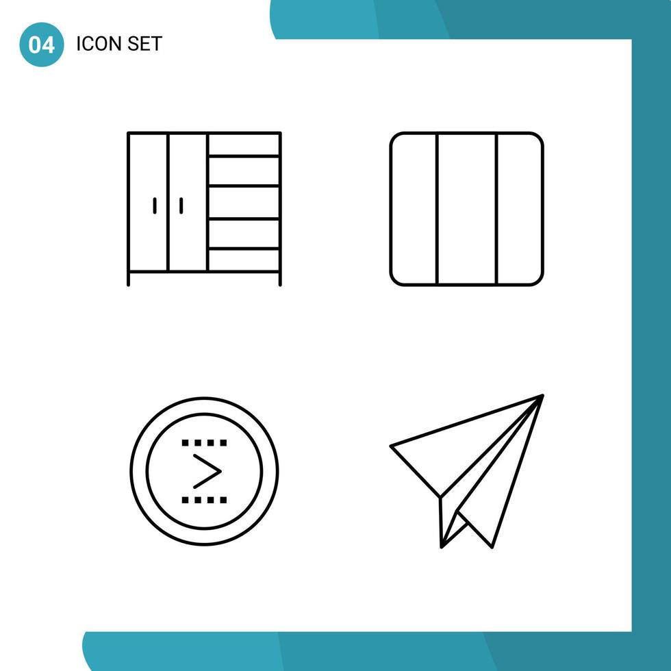 pack vectoriel de 4 icônes de style de ligne de symboles de contour sur fond blanc pour le web et mobile