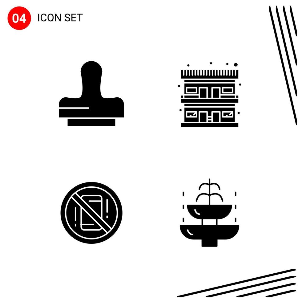 collection de 4 icônes vectorielles dans des symboles de glyphe parfaits pixle de style solide pour le web et les signes d'icônes solides mobiles sur fond blanc 4 icônes vecteur