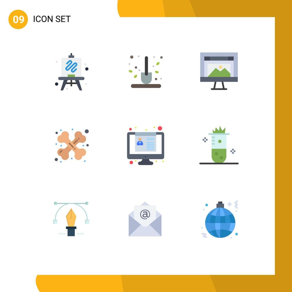 ensemble moderne de 9 pictogrammes de couleurs plates d'éléments de conception vectoriels modifiables du site Web de santé de l'application médicale cv vecteur