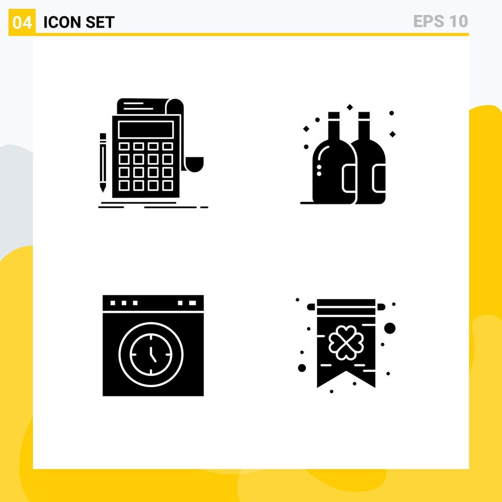 pack d'icônes vectorielles stock de 4 signes et symboles de ligne pour la comptabilité interface calcul bouteille compteur de vitesse éléments de conception vectoriels modifiables vecteur