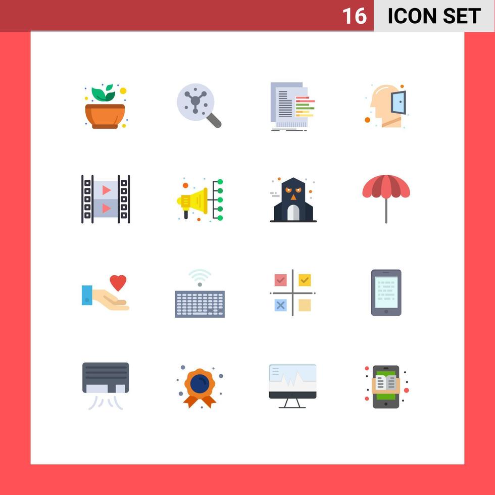 pack d'icônes vectorielles stock de 16 signes et symboles de ligne pour penser esprit science tête rapports pack modifiable d'éléments de conception de vecteur créatif