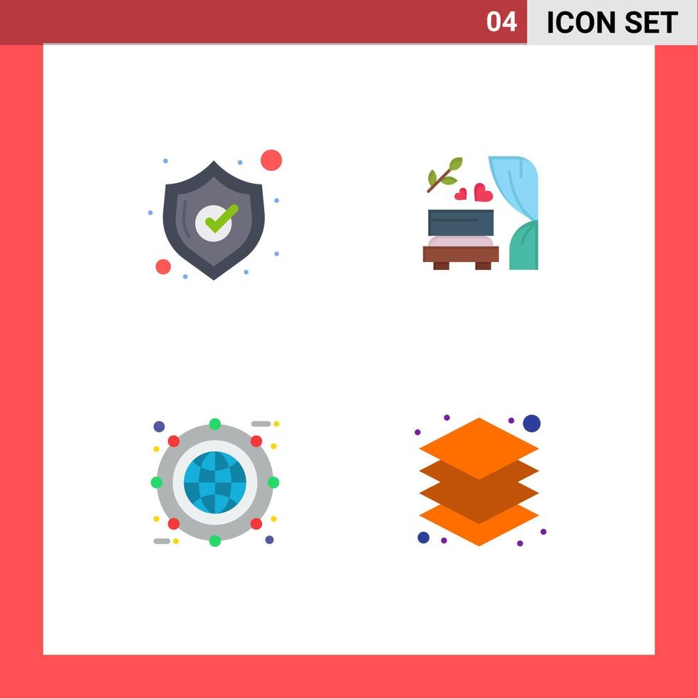 ensemble de 4 icônes vectorielles plates sur la grille pour les éléments de conception vectoriels modifiables de la ligne d'arc de mariage de l'arche de la boîte de sécurité vecteur