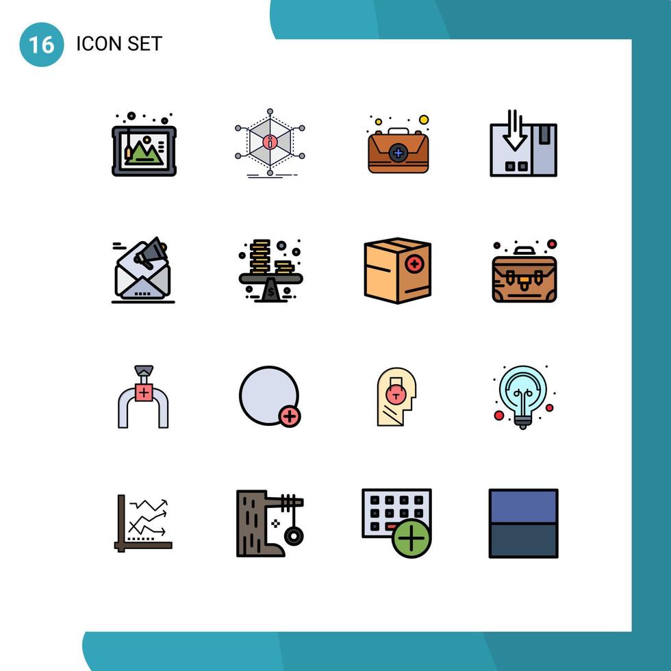 ensemble de 16 symboles d'icônes d'interface utilisateur modernes signes pour le kit de livraison de ressources logistiques de service éléments de conception vectoriels créatifs modifiables vecteur