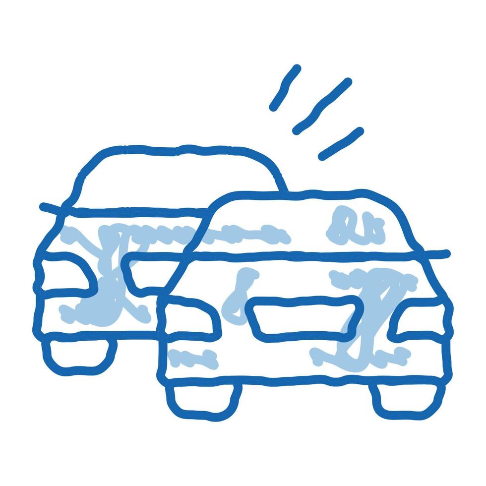 dépasser la voiture précédente doodle icône illustration dessinée à la main vecteur
