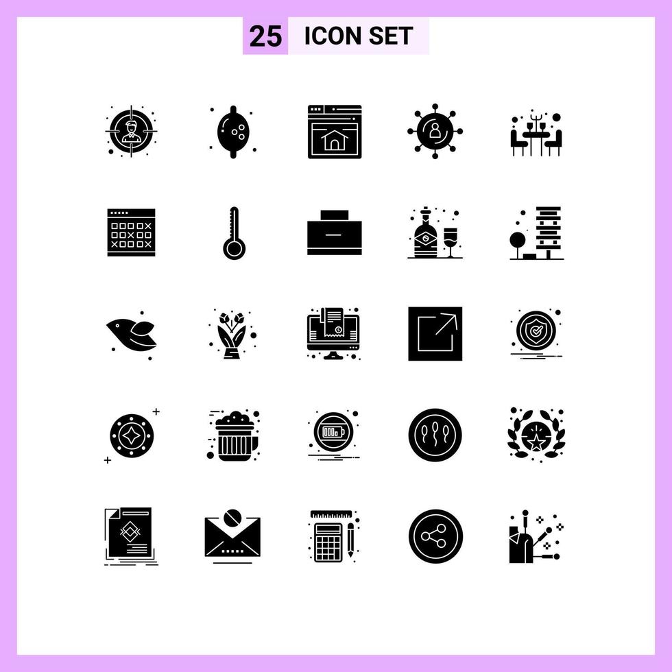 ensemble de 25 symboles d'icônes d'interface utilisateur modernes signes pour le dîner de table page web seo médias éléments de conception vectoriels modifiables vecteur