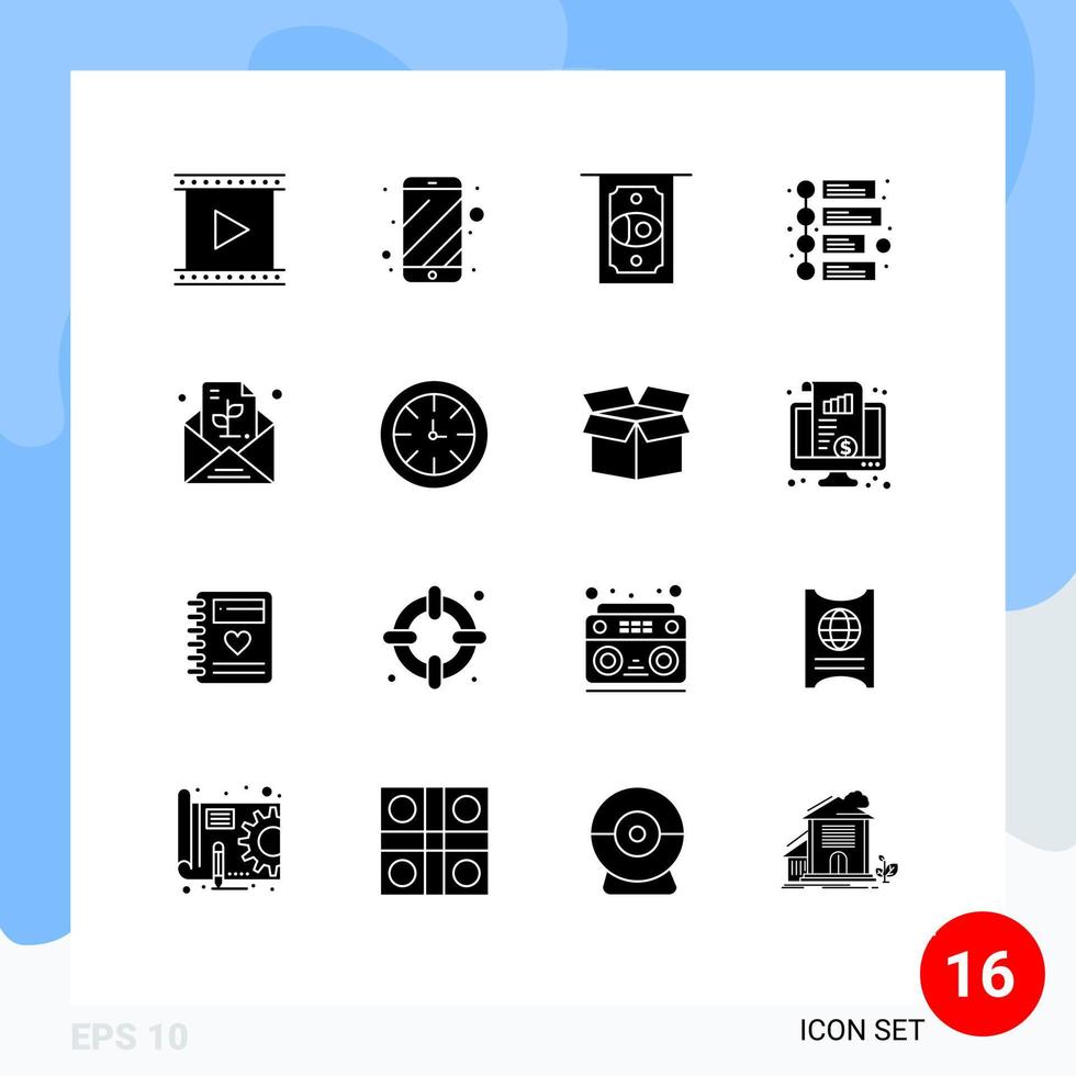 ensemble de 16 symboles d'icônes d'interface utilisateur modernes signes pour message papier calendrier électronique publicité éléments de conception vectoriels modifiables vecteur