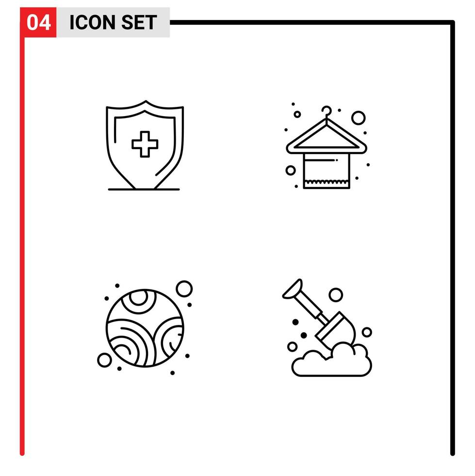 4 icônes créatives signes et symboles modernes de l'hôpital planète bouclier vêtements agriculture éléments de conception vectoriels modifiables vecteur