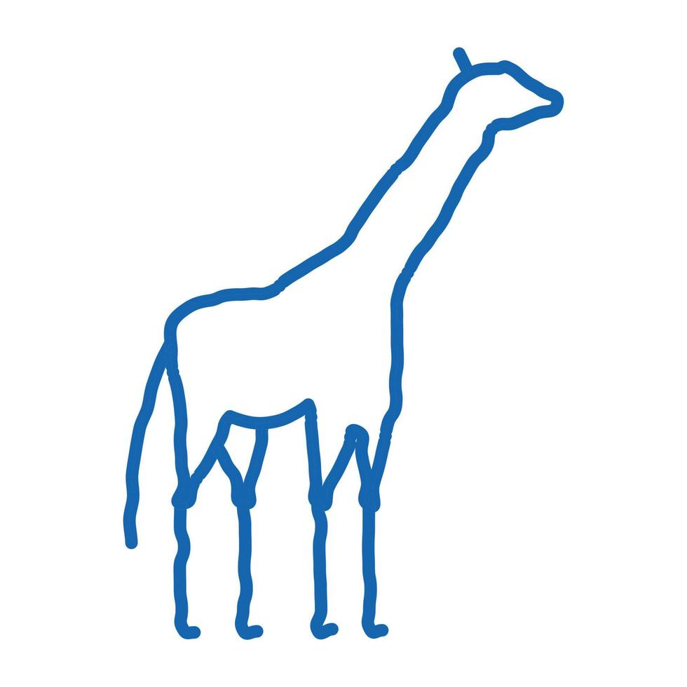 girafe doodle icône illustration dessinée à la main vecteur