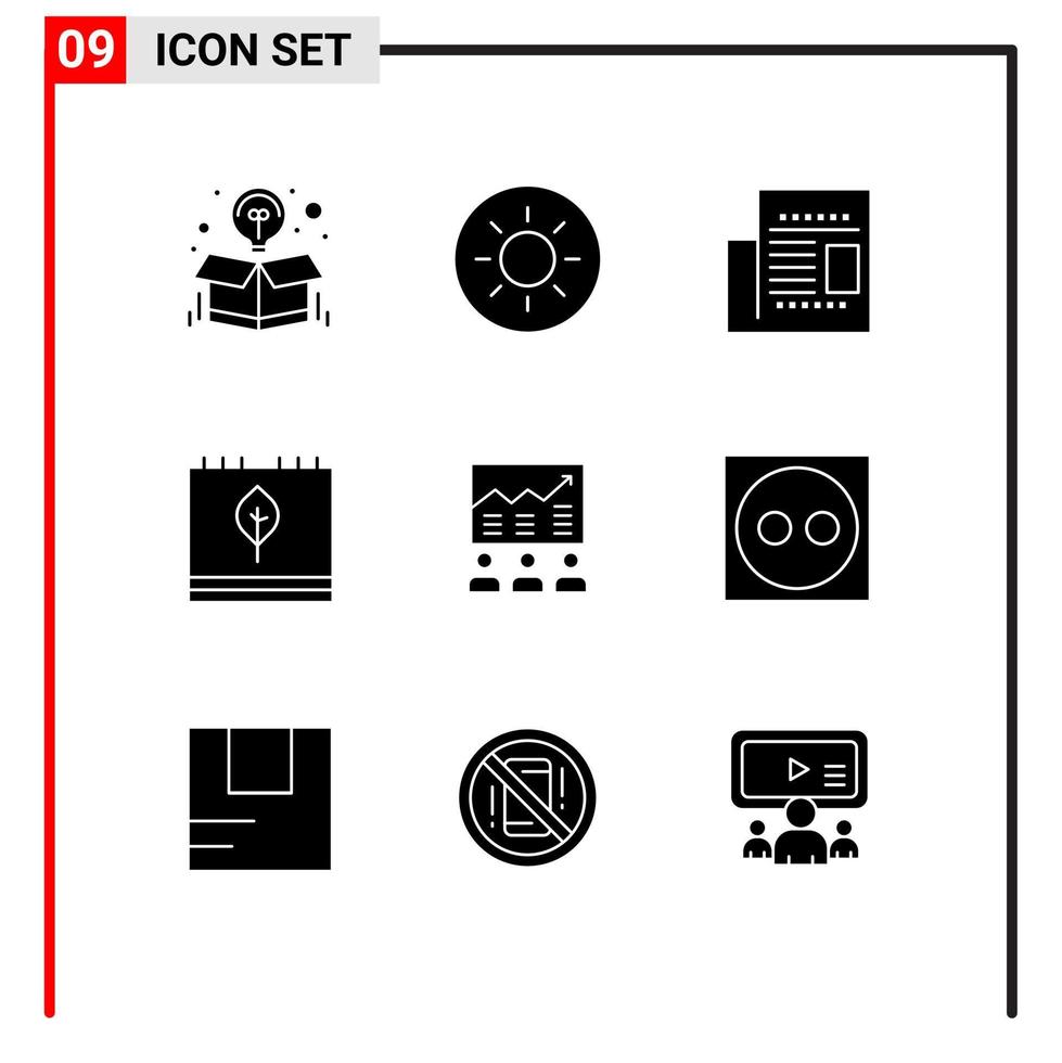 pack d'icônes vectorielles stock de 9 signes et symboles de ligne pour la saison des flèches calendrier des feuilles de journal éléments de conception vectoriels modifiables vecteur