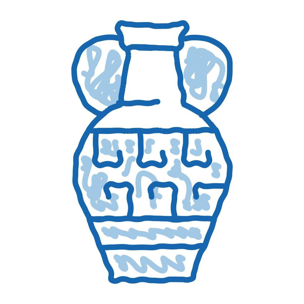 vase ornemental grec doodle icône illustration dessinée à la main vecteur