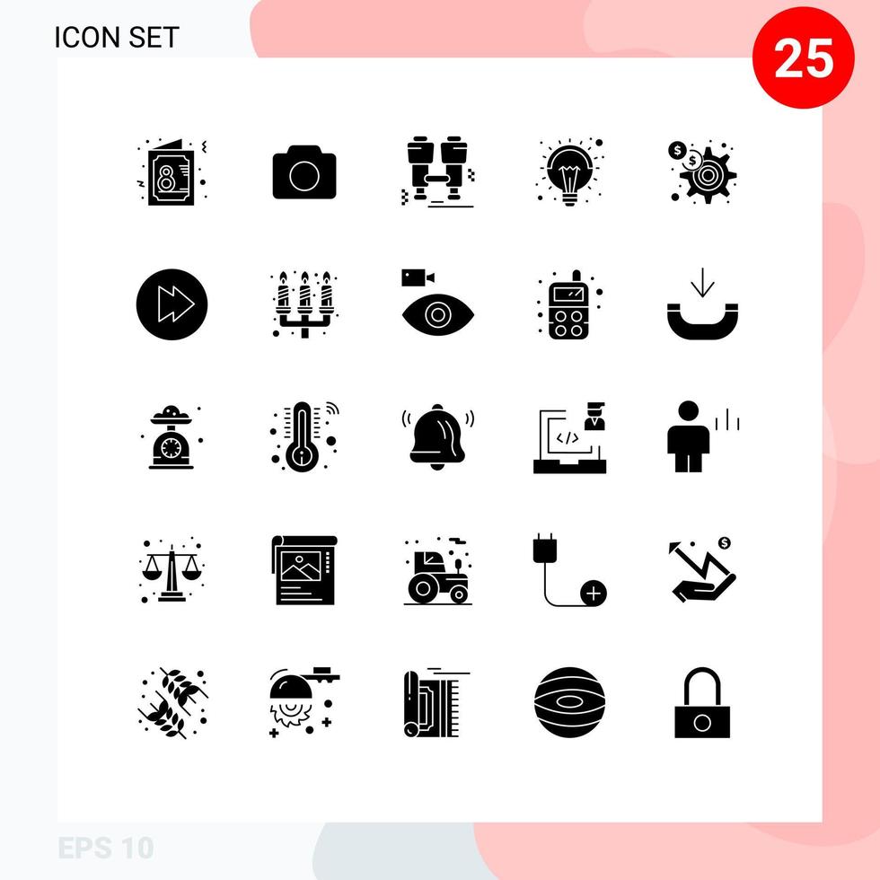 25 icônes créatives signes et symboles modernes de l'idée de l'interface utilisateur dollar light trouver des éléments de conception vectoriels modifiables vecteur