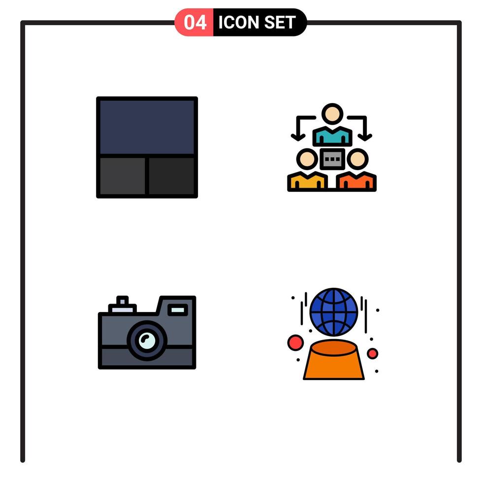 4 icônes créatives signes et symboles modernes de la caméra rétro de la grille réunion des éléments de conception vectoriels modifiables numériques de l'appareil photo antique vecteur