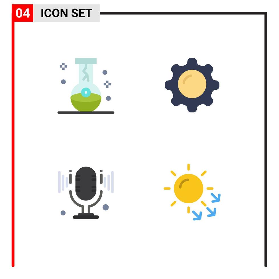 ensemble de 4 symboles d'icônes d'interface utilisateur modernes signes pour miroir de bouteille halloween affichage microphone éléments de conception vectoriels modifiables vecteur