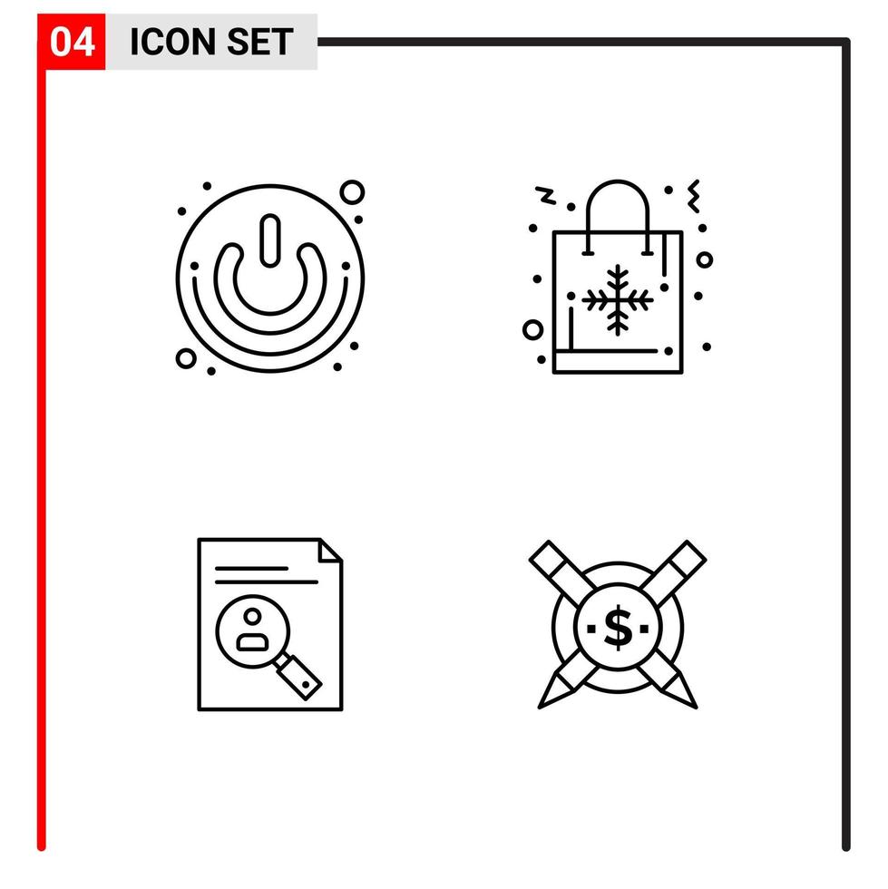 4 icônes générales pour la conception de sites Web d'impression et d'applications mobiles 4 signes de symboles de contour isolés sur fond blanc 4 pack d'icônes vecteur