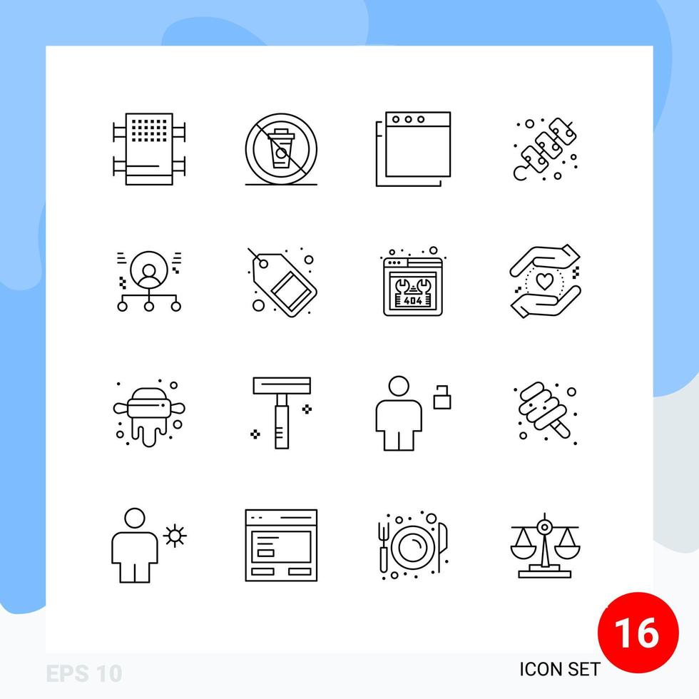 16 contours vectoriels thématiques et symboles modifiables des capacités des applications des employés de l'homme éléments de conception vectoriels modifiables de la viande vecteur