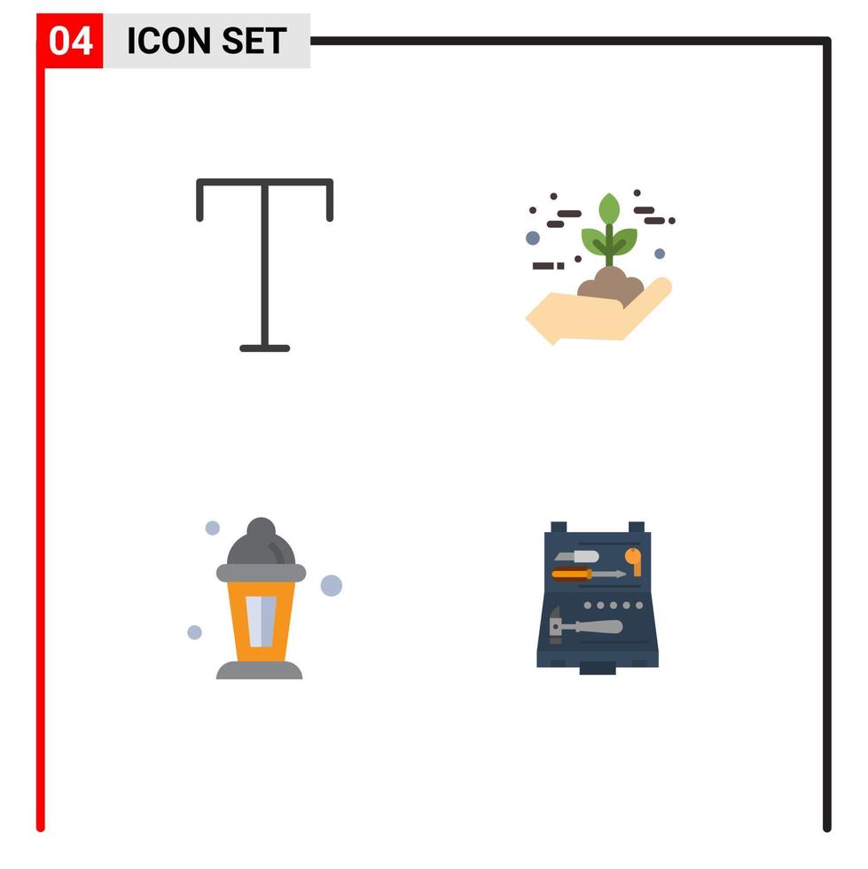 pack de 4 icônes plates créatives d'éléments de conception vectoriels modifiables de protection de l'islam de la famille vert ramadan vecteur