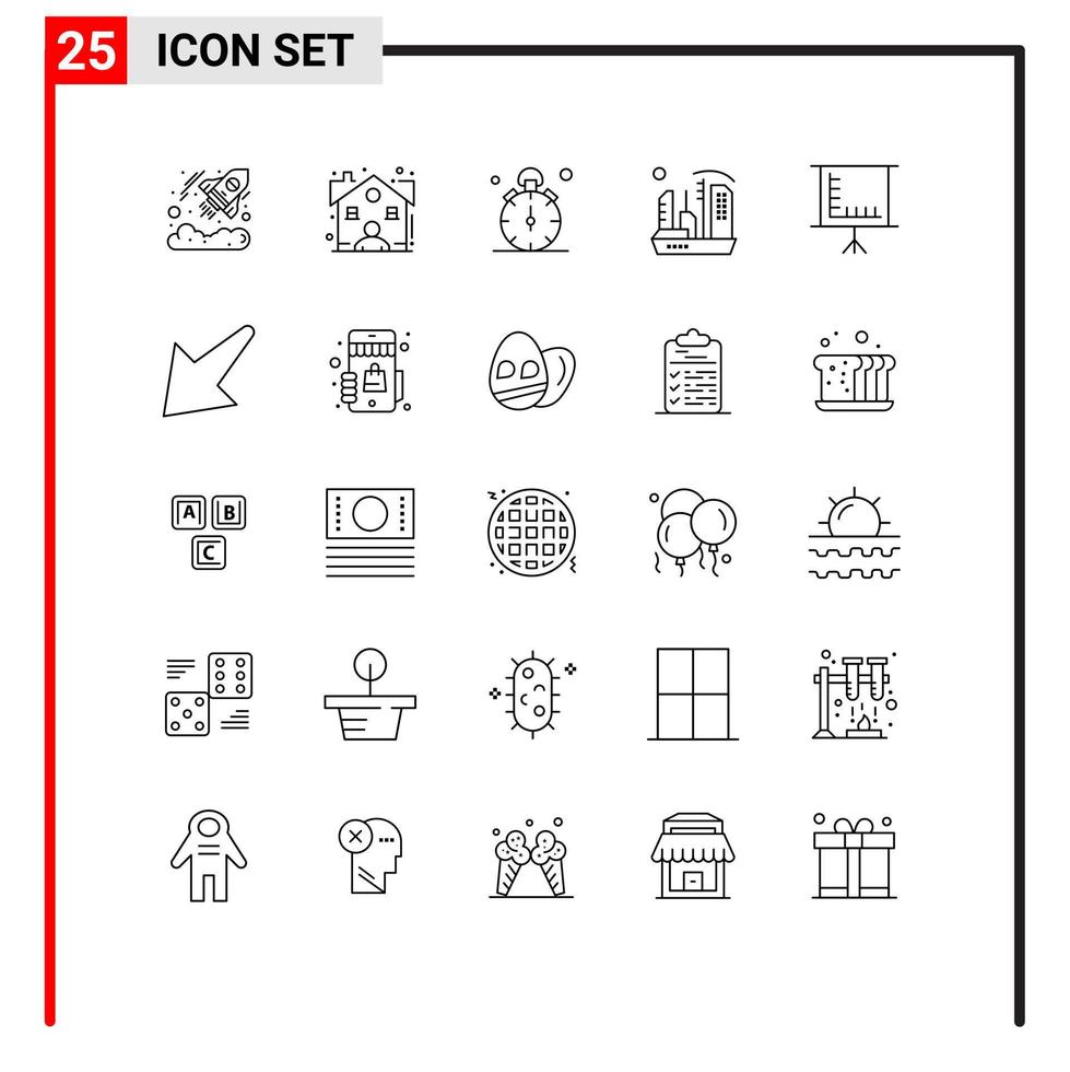 pack d'icônes vectorielles stock de 25 signes et symboles de ligne pour l'expansion de la colonie regarder temps de colonisation éléments de conception vectoriels modifiables vecteur
