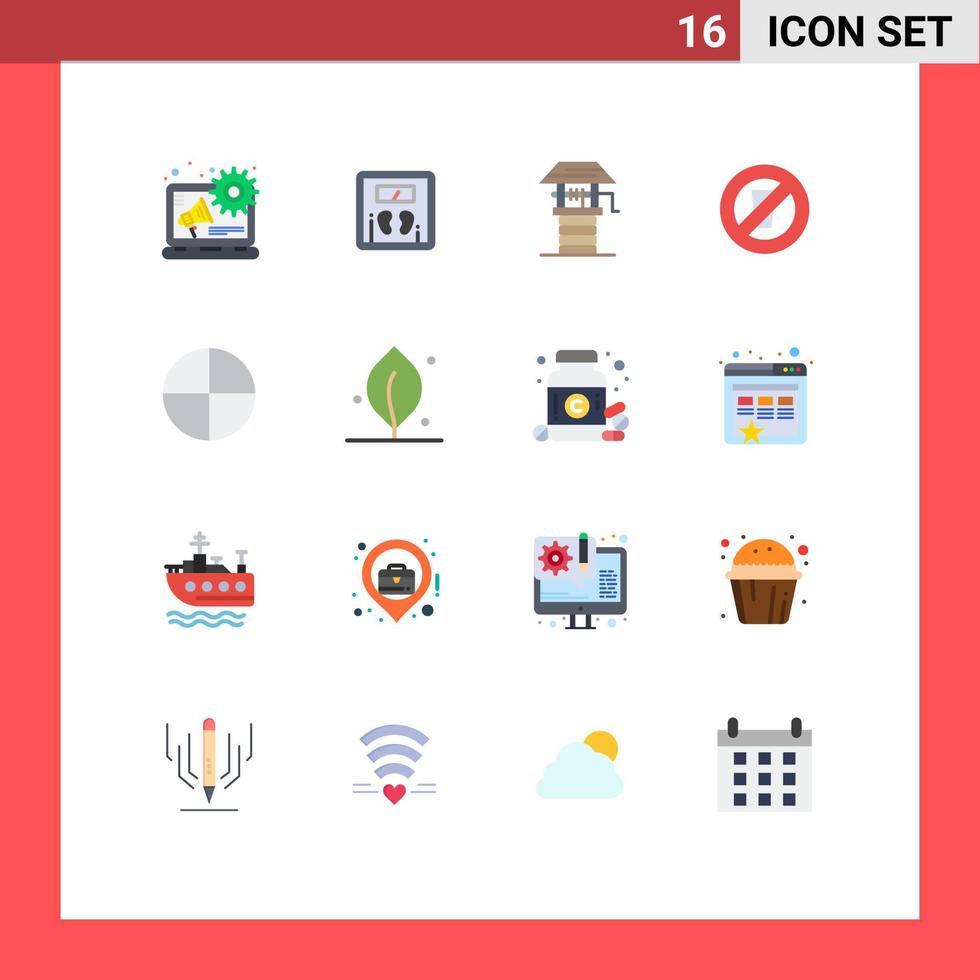 groupe de 16 couleurs plates modernes définies pour tablette ferme d'aspirine ramadan sans boire pack modifiable d'éléments de conception de vecteur créatif