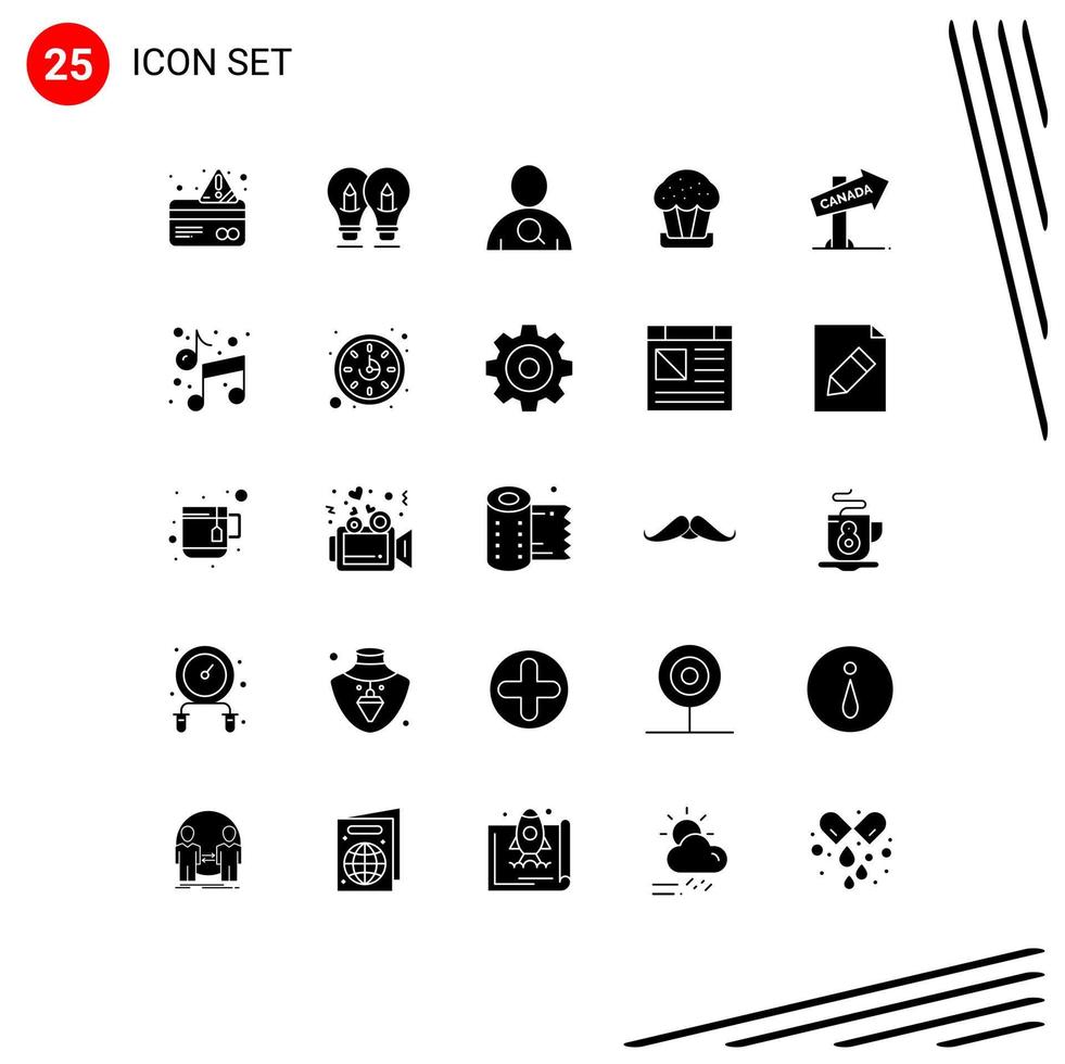 symboles d'icônes universels groupe de 25 glyphes solides modernes de direction gâteau de nourriture légère de pâques éléments de conception vectoriels modifiables vecteur