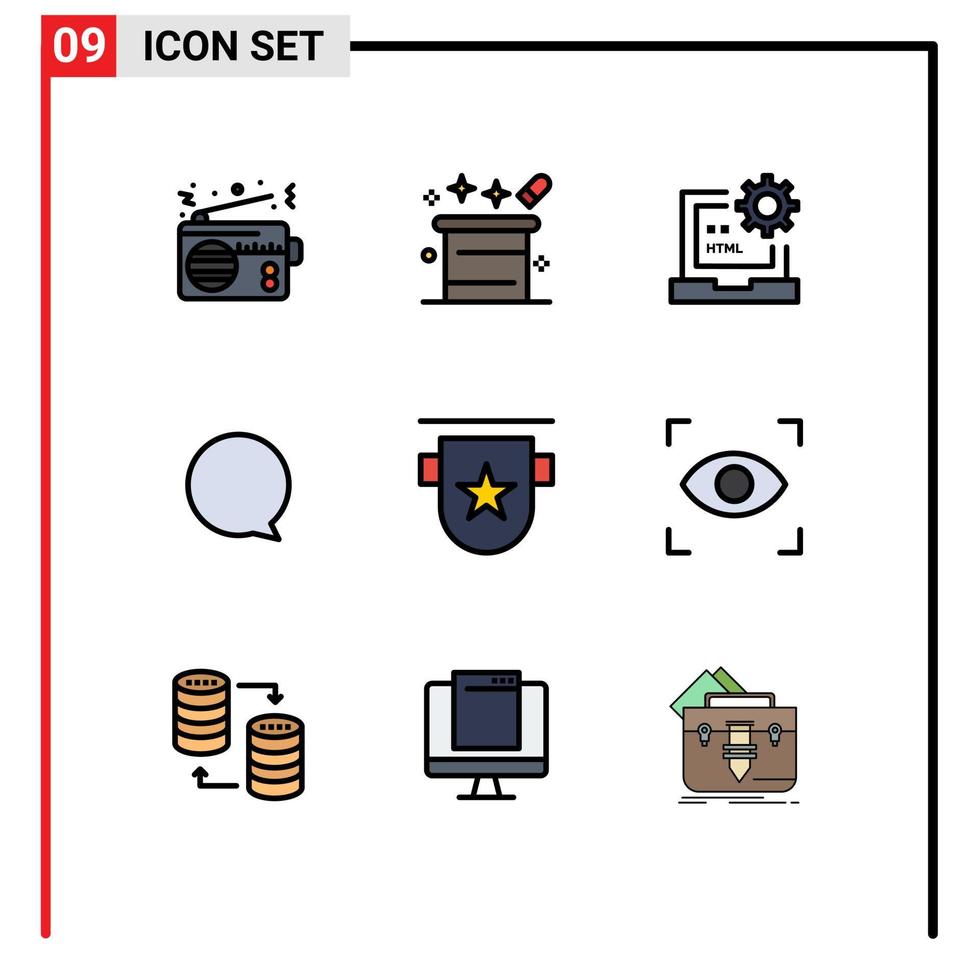 9 interface utilisateur filledline pack de couleurs plates de signes et symboles modernes de l'interface chat magicien html développer des éléments de conception vectoriels modifiables vecteur