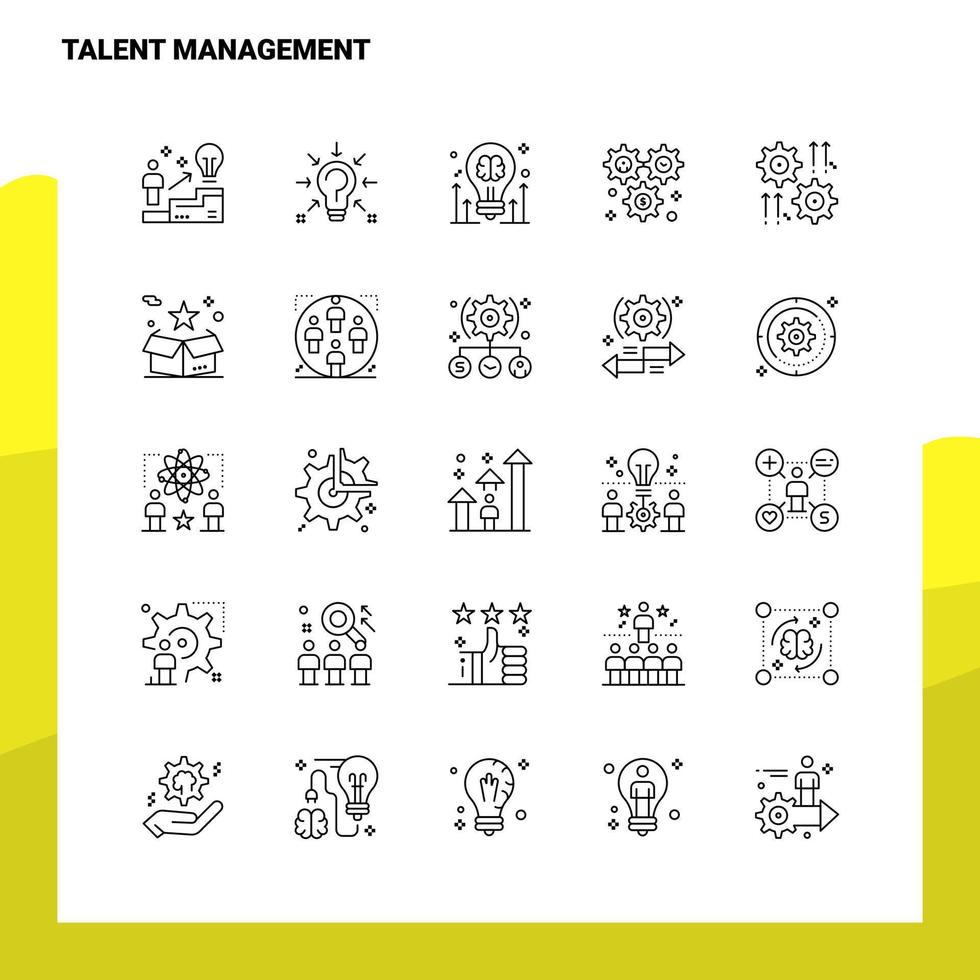 ensemble d'icônes de ligne de gestion des talents ensemble 25 icônes conception de style minimalisme vectoriel icônes noires définies pack de pictogrammes linéaires
