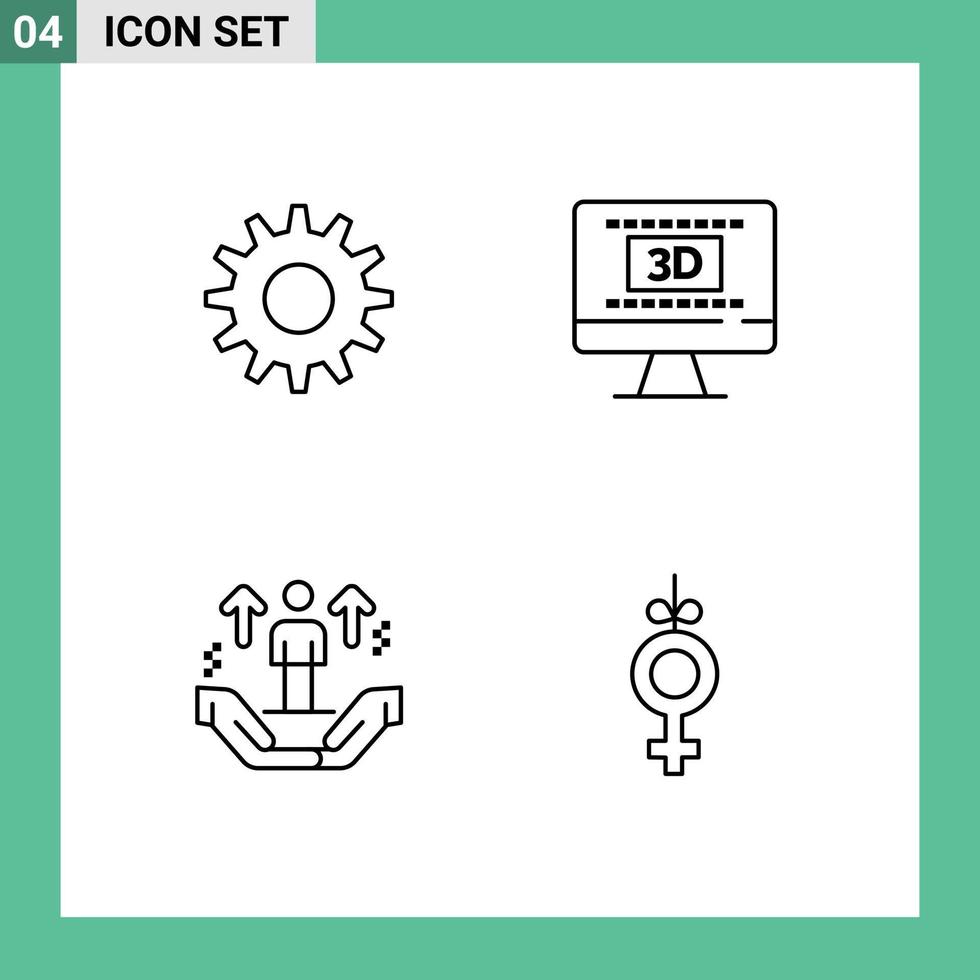 symboles d'icônes universels groupe de 4 couleurs plates de lignes de remplissage modernes d'éléments de conception vectoriels modifiables en ligne de cinéma homme cog vecteur