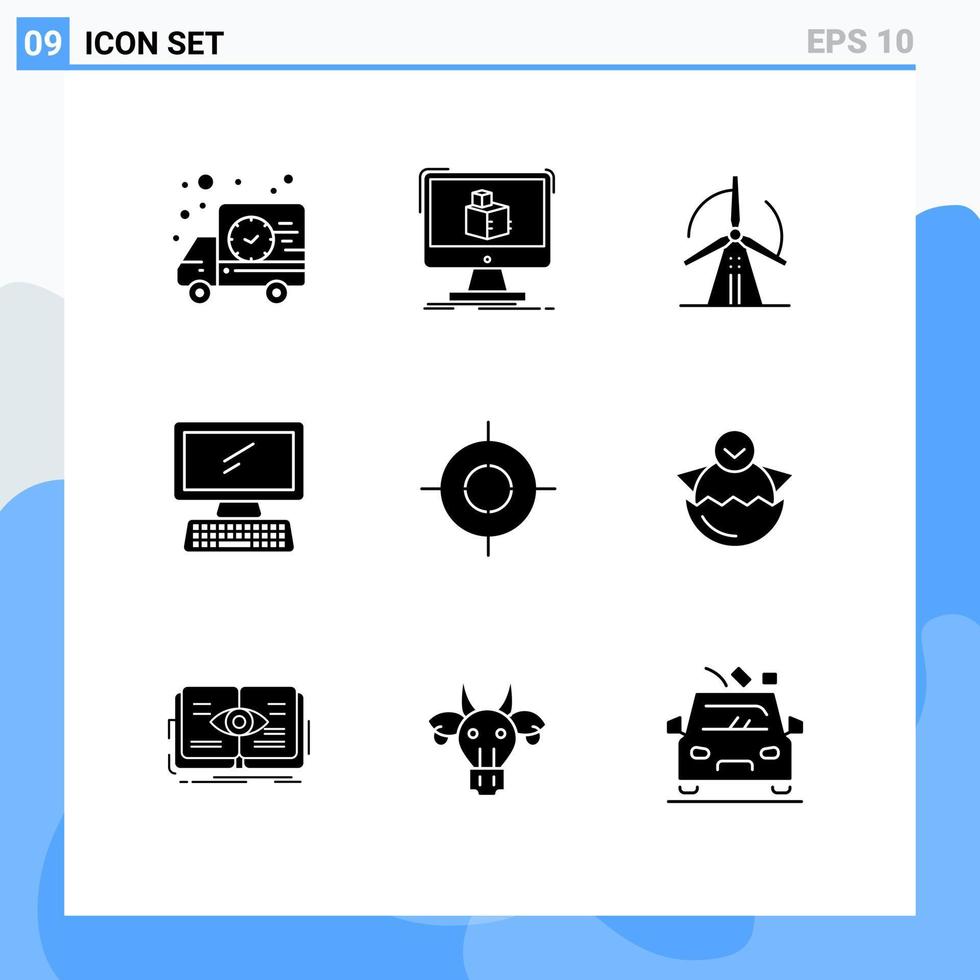 pack d'icônes vectorielles stock de 9 signes et symboles de ligne pour les éléments de conception vectoriels modifiables par ordinateur du dispositif de turbine de clavier cible vecteur